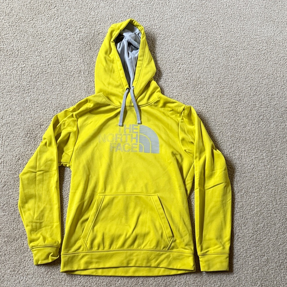 The North Face Men’s Yellow Crewneck Hoodie with Reflective Logo